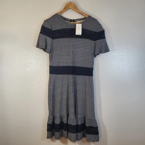 ❤️ MICHAEL Michael Kors Checkered Mesh And Ruffle Dress - Picture 3 of 8